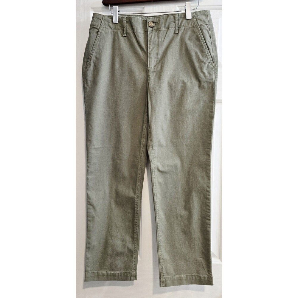 LOFT The Slim Chino Pants Size 6 Olive Green Cropped Ankle Stretch Classic